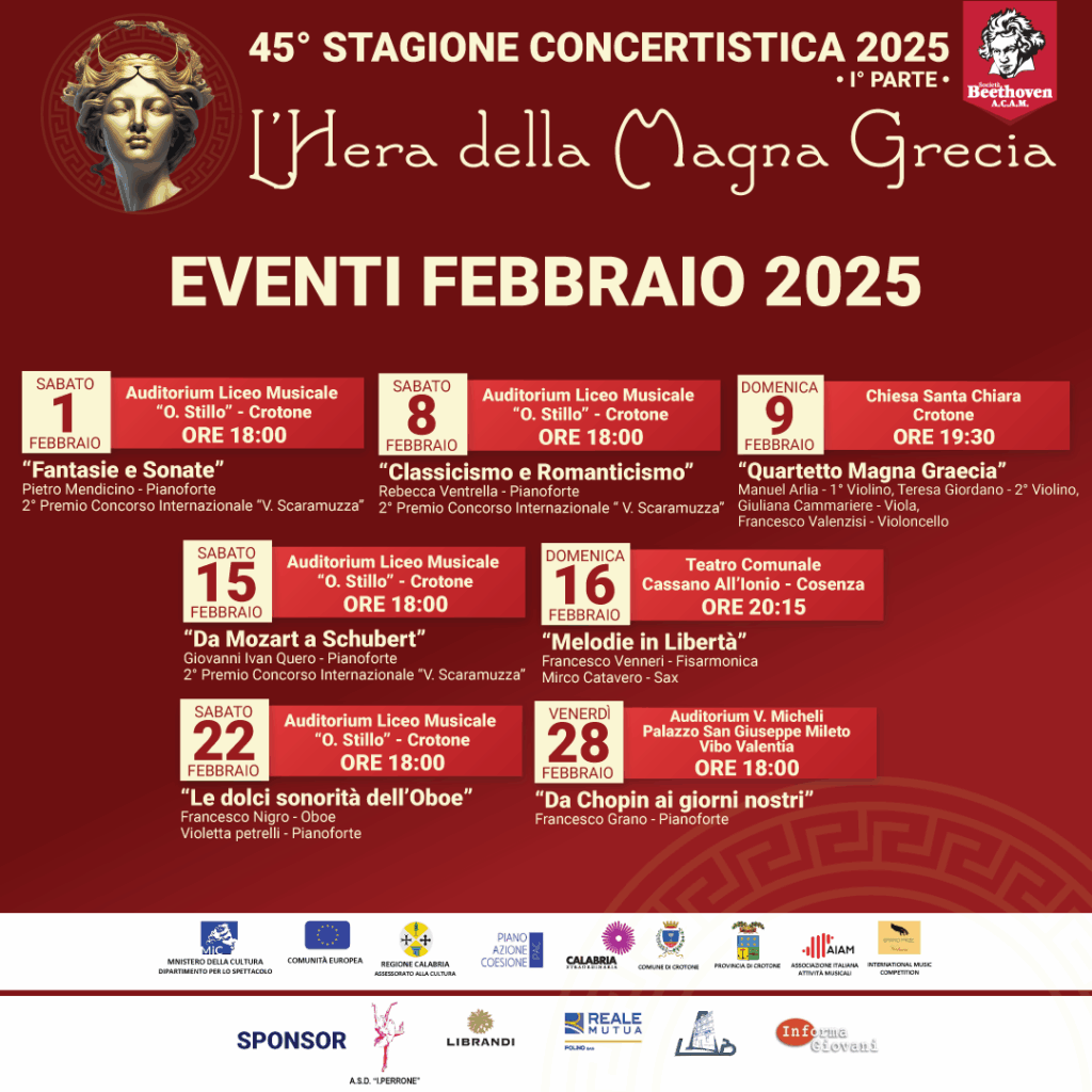 FEBBRAIO-DEFINITIVO-1024x1024 Programma 45° Stagione Concertistica 2025 - I° Parte - L'Hera della Magna Grecia