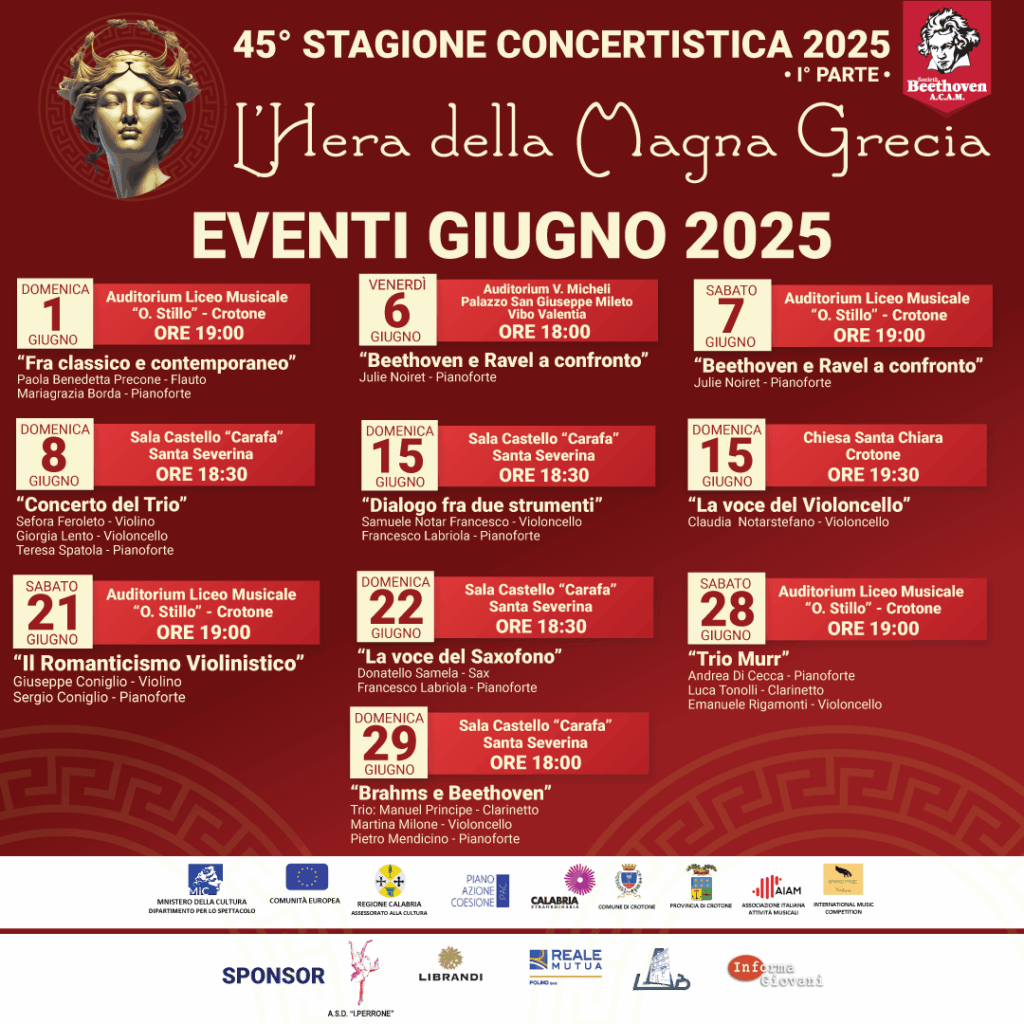 GIUGNO-DEFINITIVO-1024x1024 Programma 45° Stagione Concertistica 2025 - I° Parte - L'Hera della Magna Grecia
