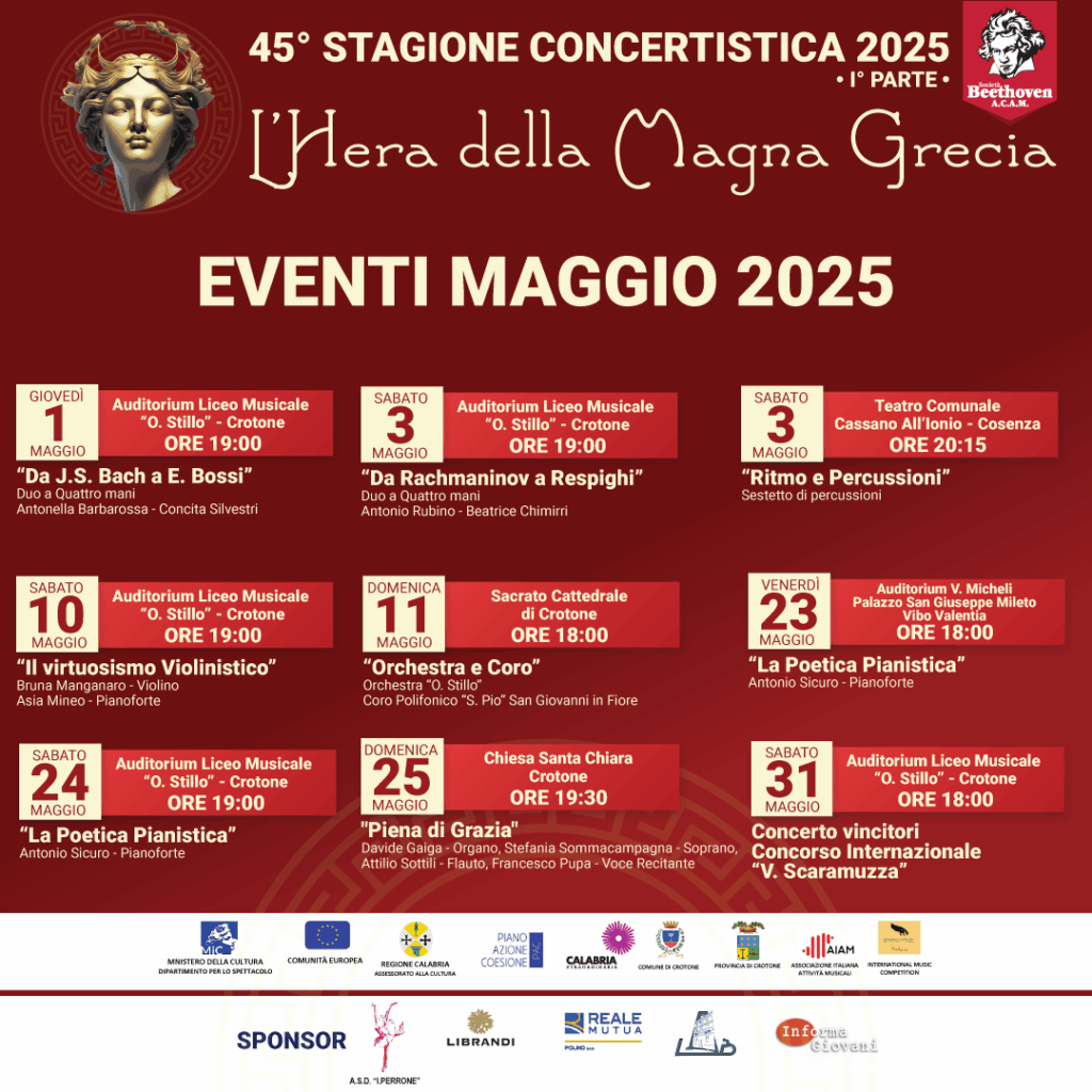 MAGGIO-DEFINITIVO-1024x1024 Programma 45° Stagione Concertistica 2025 - I° Parte - L'Hera della Magna Grecia
