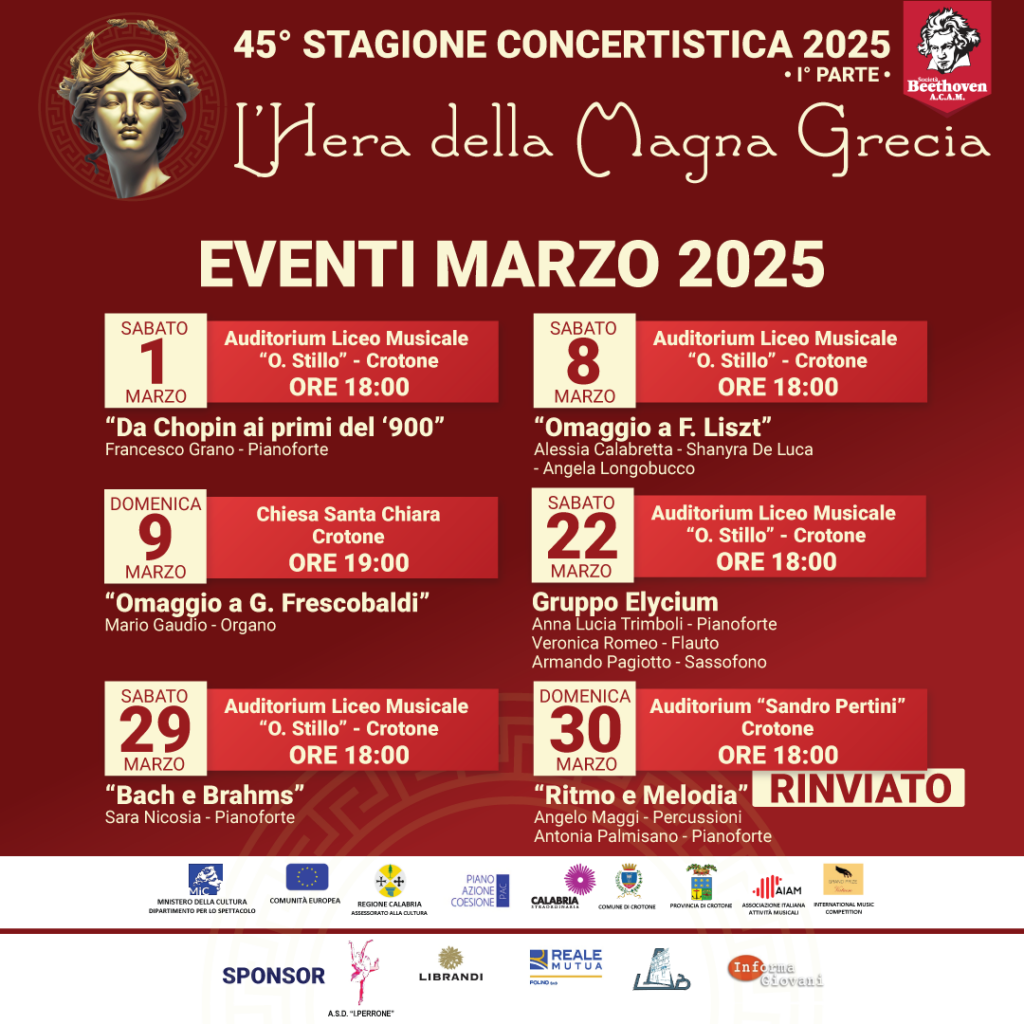 Marzo-DEF-OKOK-1024x1024 Programma 45° Stagione Concertistica 2025 - I° Parte - L'Hera della Magna Grecia